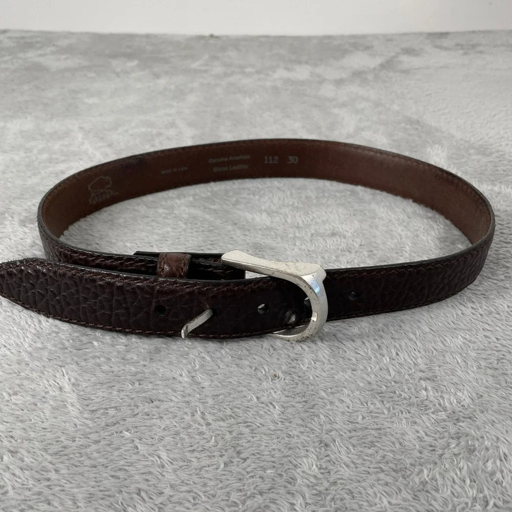 Vintage Bison Belt Mens 30 Brown Genuine American Bison Leather Made in USA